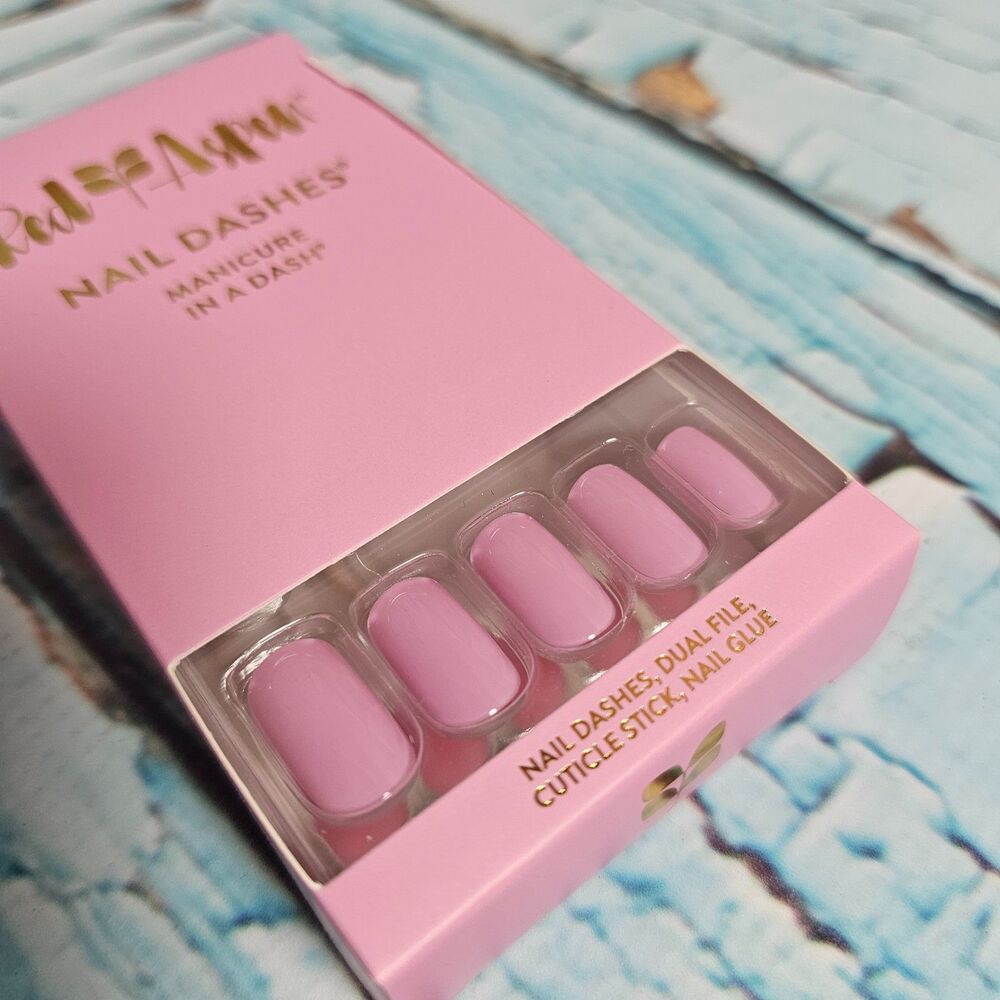 Red Aspen Nail Dashes “June’s Pink Orchid” Medium Square Press On Nails NEW